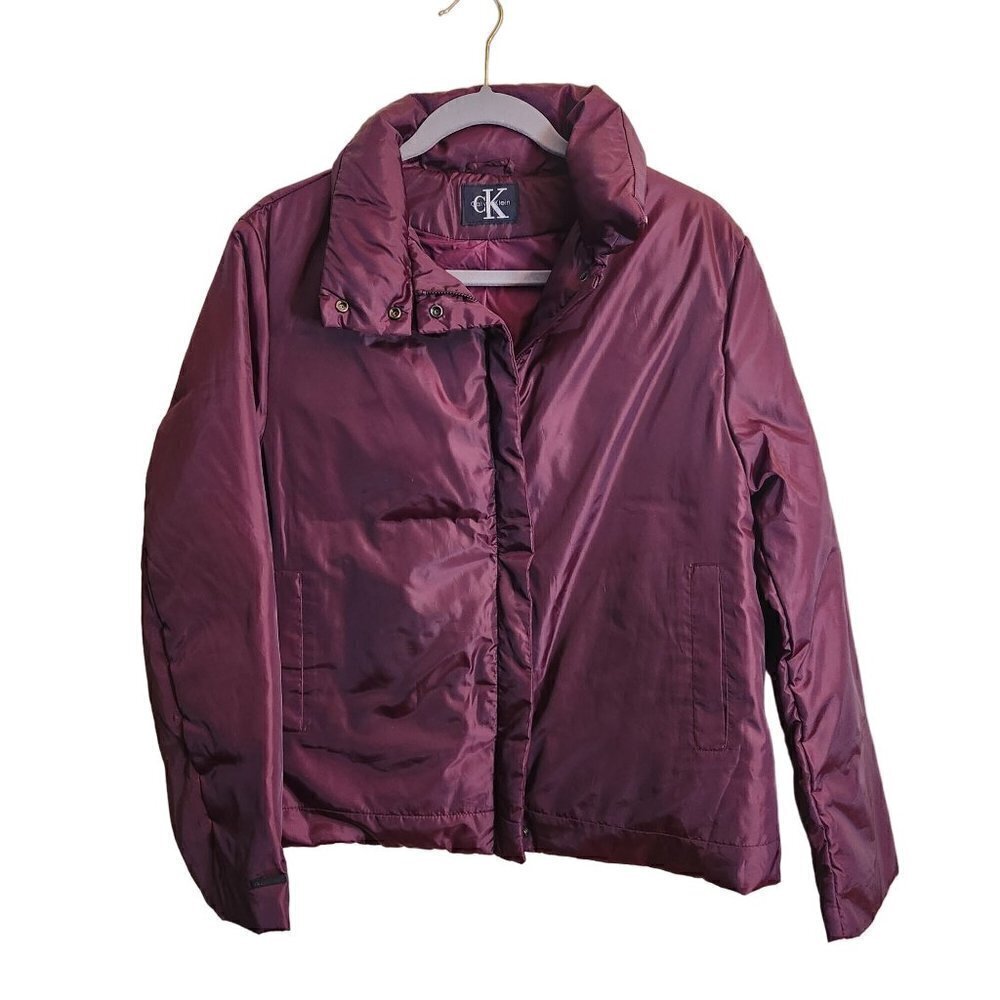 Calvin Klein Burgundy Full Zip Puffer Jacket Size L